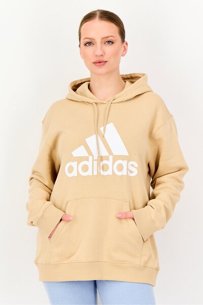 adidas Women Sportswear Fit Long Sleeve Outdoor Hoodies, Beige