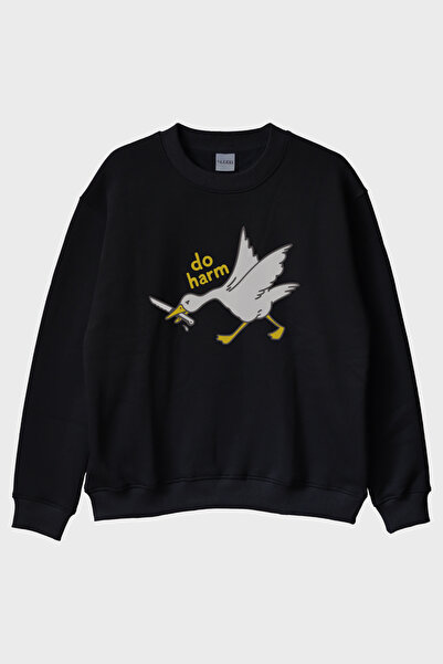NUUGG Do Harm Concept Kaz Printed Black Crew Neck Sweatshirt