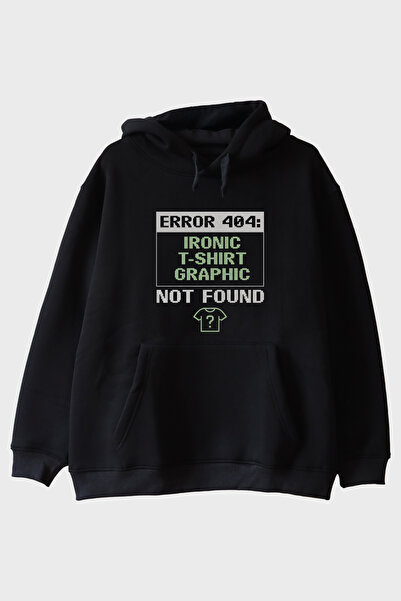 NUUGG Error 404: Graphic Not Found Printed Design Black Hoodie