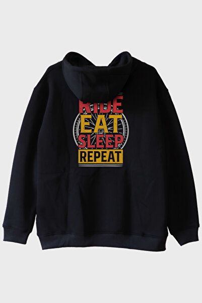 Generic Brand Ride Eat Sleep Repeat Printed Black Hoodie