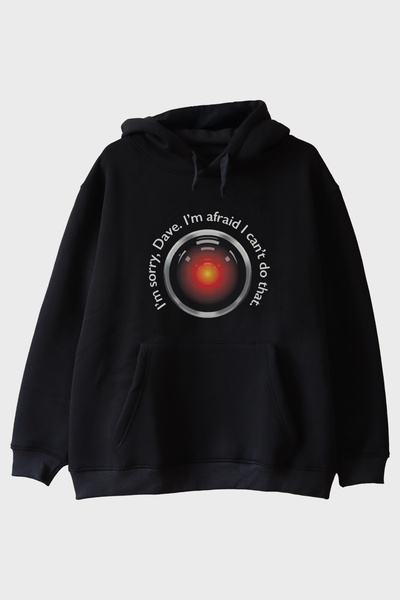 Generic Brand I'M Sorry Dave Sci-Fi Themed Printed Black Hoodie