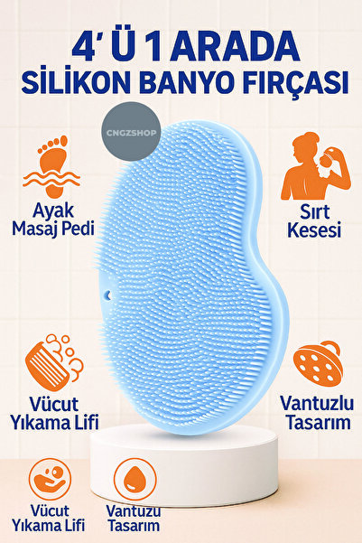 CNGZSHOP Vantuzlu Silikon Banyo Fırçası – Ayak Masaj Pedi – Sırt Kesesi – Vüc...