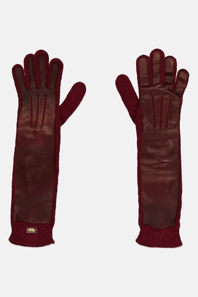 Harmont & Blaine زوج واحد من القفازات النسائية المزخرفة، لون عنابي