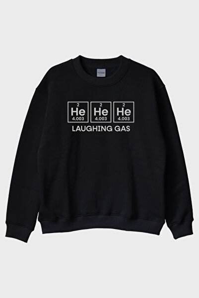 Generic Brand Laughing Gas He Periodic Table Black Crew Neck Sweatshirt