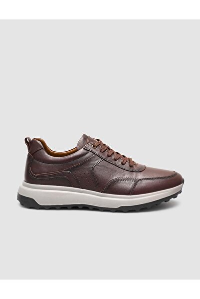 Cabani 100% Genuine Leather Lace-Up Brown Men's Sneaker