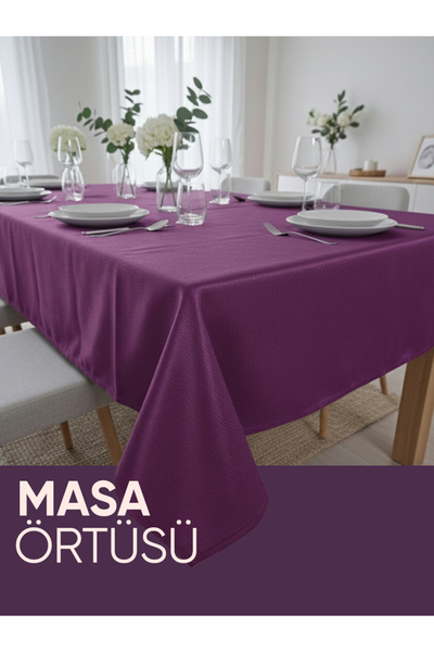 Piyes Home Mor, Fuşya Parlak, Dokulu Masa Örtüsü
