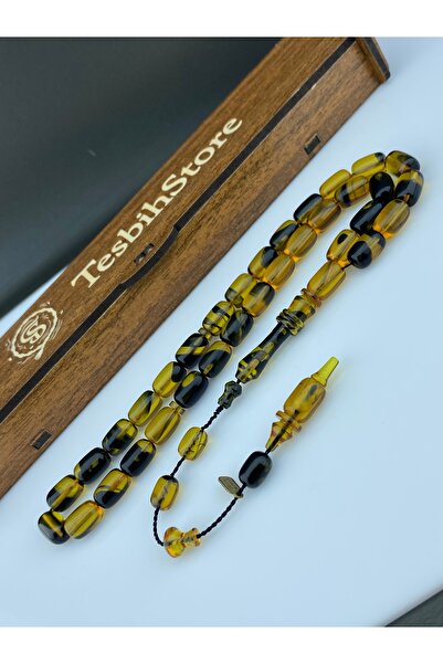 Tesbih Store سبحة كهرمان مقطوعة بالكبسولة ومُشكّلة يدويًا بتوقيع خبير