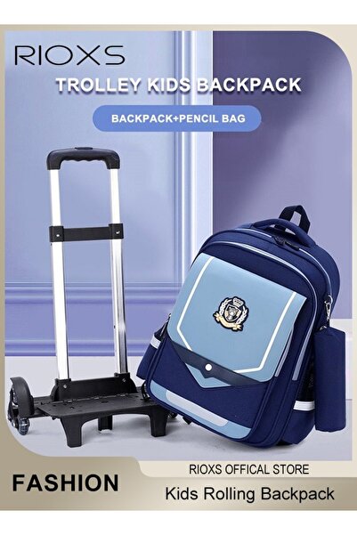 RIOXS حقيبة ظهر للأطفال، حقائب ظهر بعجلات للأولاد، حقائب مدرسية بعجلات مطبوع ...