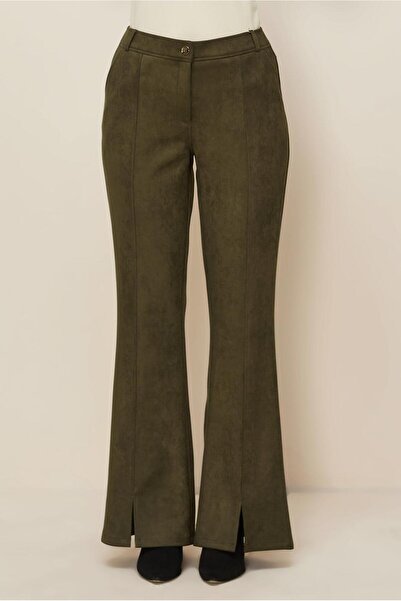 Alvina Slit Detail Suede Pants 70904