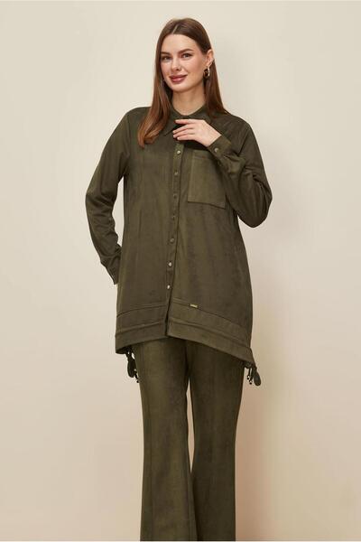 Alvina Shirt Collar Suede Tunic 46116