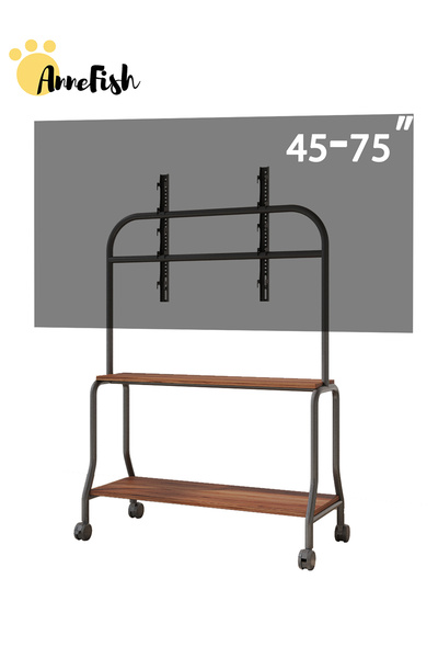 AnneFish Mobile TV Cart Easel Rolling TV Stand Universal TV Stand for 45 to 75 Inch LCD LED OLED