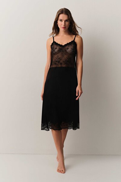 SUWEN Antique Dantelli Uzun Gecelik