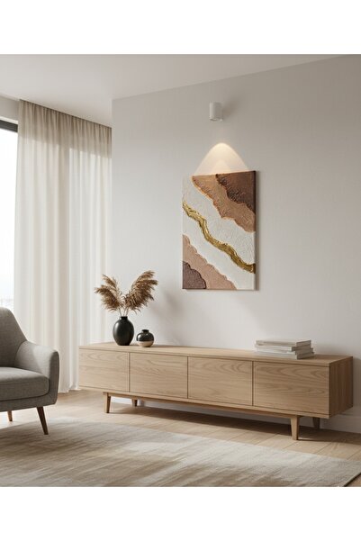 ArTiz Home Dokulu Alçı Tablo El Yapımı Tablo 3 Boyutlu Tablo(Altın Akış)