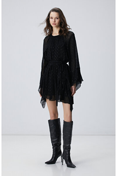 Network Siyah Desenli Mini Elbise