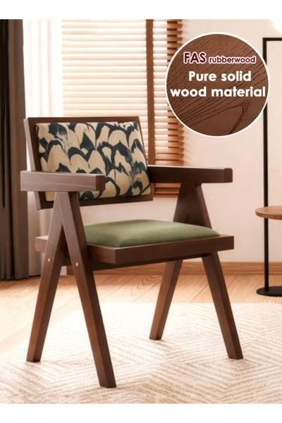 Generic Mid Century Modern Accent Chair Solid Wood Frame Armchair for Home Office Living Room Dining Room