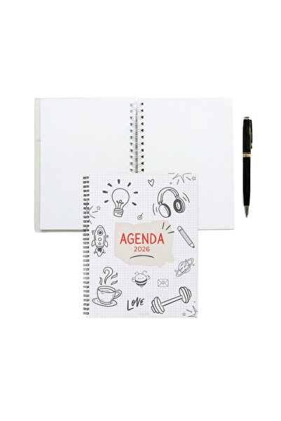 OBRO Agenda 2026 – A5, 160 Blank White Pages, Metal Spiral Binding, Durable C...