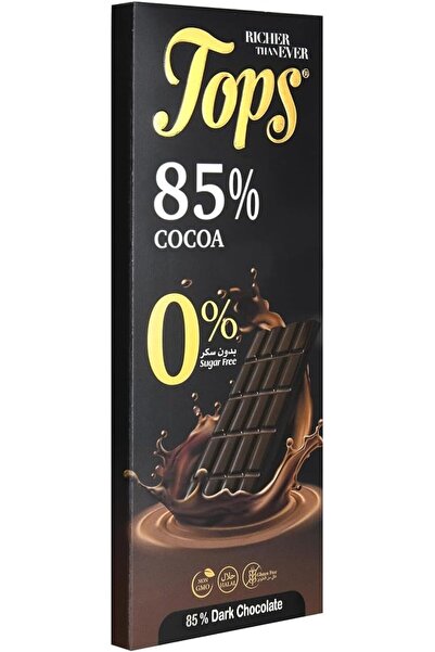 Tops باكيت ألواح شوكولاتة توبس غامق 85 % كاكاو - 50 جم بدون سكر عدد 12 حبة