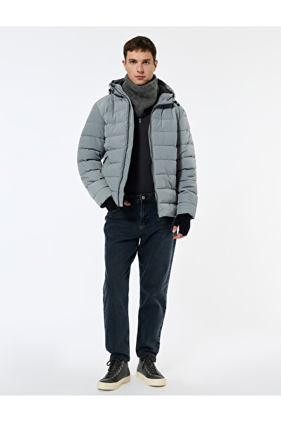 Koton Hooded Long Sleeve Zipper Pocket Winter Puffer Coat