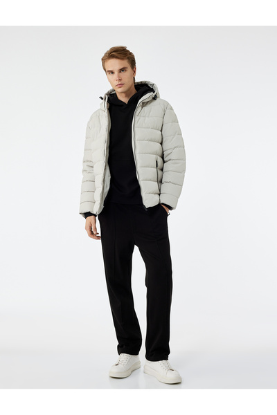 Koton Hooded Long Sleeve Zipper Pocket Winter Puffer Coat