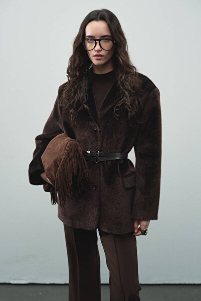 Hooopstore Premium Wool Textured Brown Blazer Jacket