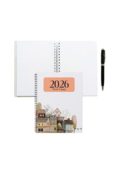 OBRO Agenda 2026 – A5, 160 pagini albe, spirală metalică, carton rezistent + ...