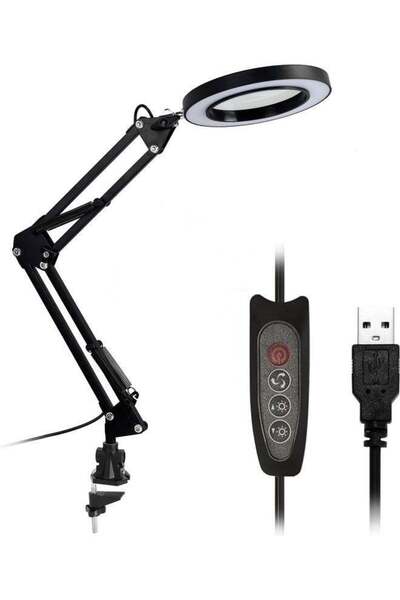 Generic USB Magnifying Glass Desk Lamp Black