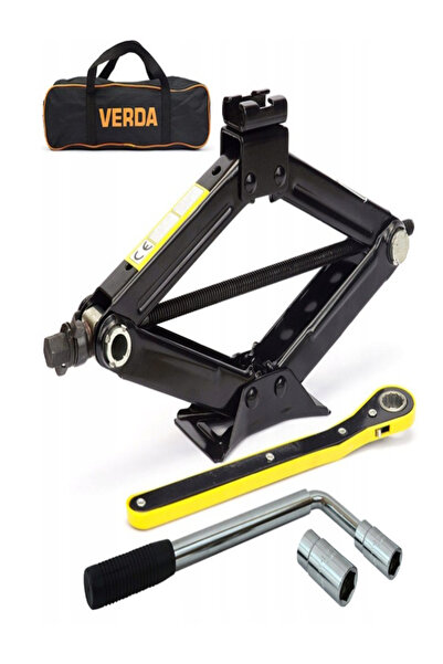 VERDA Scissor jack set 1.5T ratchet wrench with cover compact car lifting device TRAPEZOIDAL SN3555