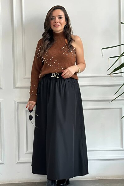 Yağmur Butik Πλεκτό πουλόβερ με έναν ώμο και λεπτομέρεια από πέρλες