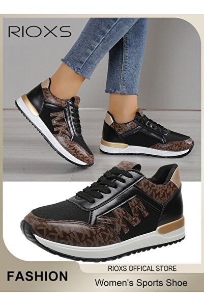 RIOXS أحذية رياضية نسائية، أحذية رياضية شبكية ذات نعل سميك تسمح بالتهوية، أحذ...