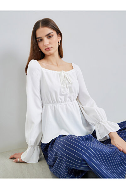 Styli Women Long Sleeve Square Neck Blouse