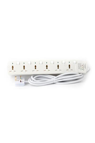 Terminatör 6 Way Power Extension Socket With 3 LED Surge Protection Individua...