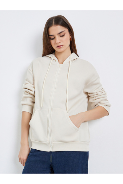 Styli Women Oversized Zip-Up Hoodie