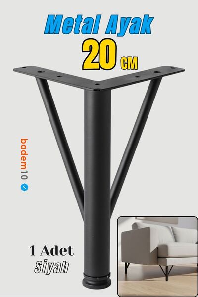 Badem10 Triangle Black Metal 20cm Furniture Leg Modern Armchair Sofa Durable Tv Unit Leg Feet