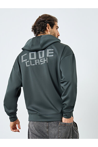 Styli هودي غوص قصة فضفاضة مطبوع عليه صورة عالية الدقة من الأمام والخلف