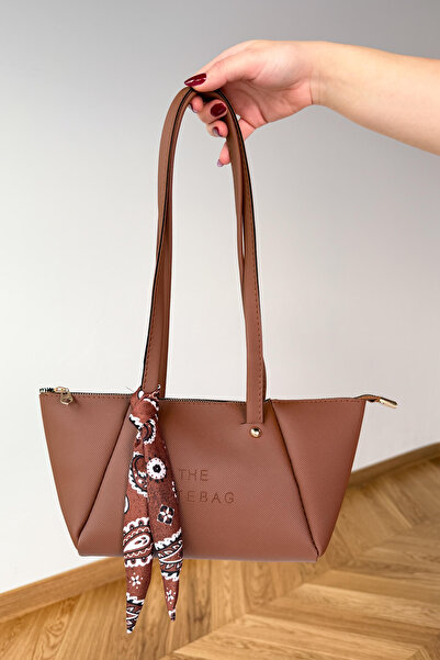 Cappmoda ÇNT-3041 Taba Fularlı Deri Görünümlü Omuz Çantası