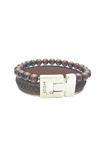 Josh Rotes Tigerlederarmband 25044SL/CORT