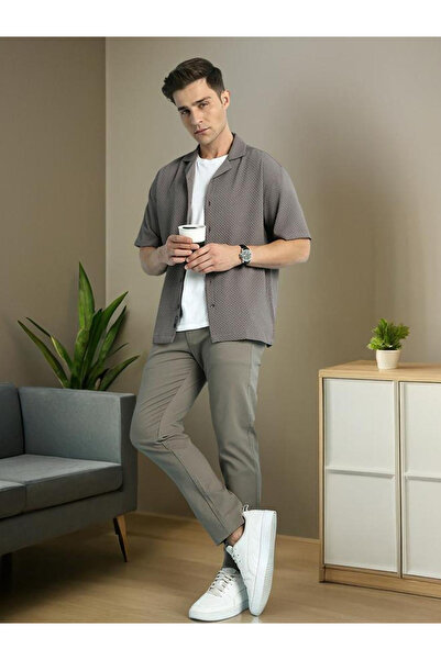 Dennis Lingo By Styli Men Cuban Collar Textured Relaxed Fit Shirt