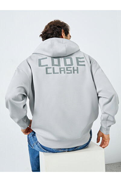 Styli هودي غوص قصة فضفاضة مطبوع عليه صورة عالية الدقة من الأمام والخلف