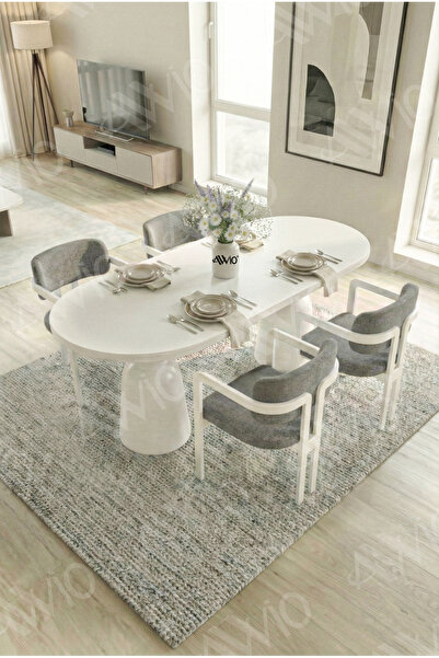 AVVİO Bolivya Serisi Vazo Ayak 4 'lü Metal Tokyo Demonte Sandalye 80x140 Masa...