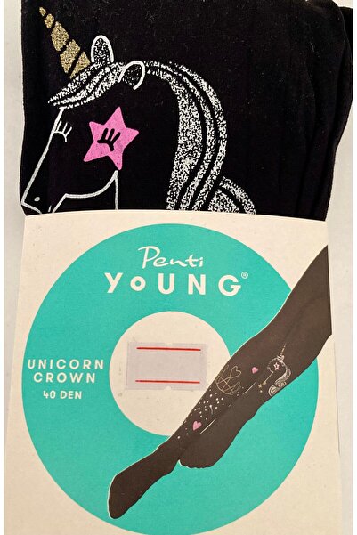 Çizmeli Kedi Kız Çocuk Unicorn Temalı 40 Den Külotlu Çorap