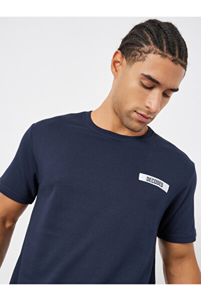 Styli Men Navy Blue Slogan Regular Fit T-Shirt