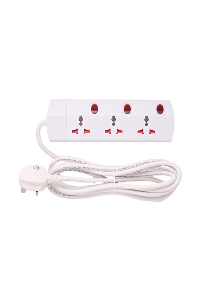 Terminatör 3 Way Extension Socket, Individual Switches Neon Indicator, 1.25mm...