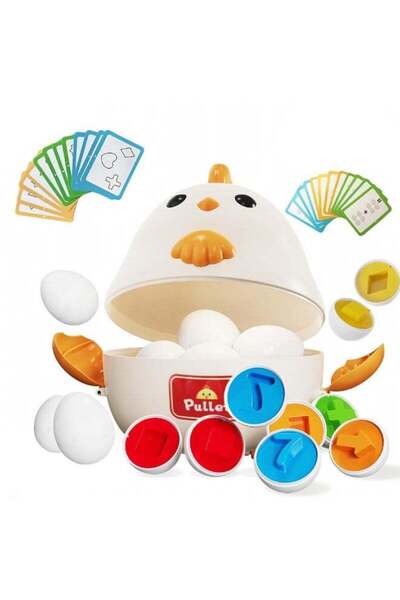 Yelajoy 24 Pcs Matching Eggs Montessori Toy for Toddlers 1-5 Ages,Shape & Color Puzzle in Chicken Case