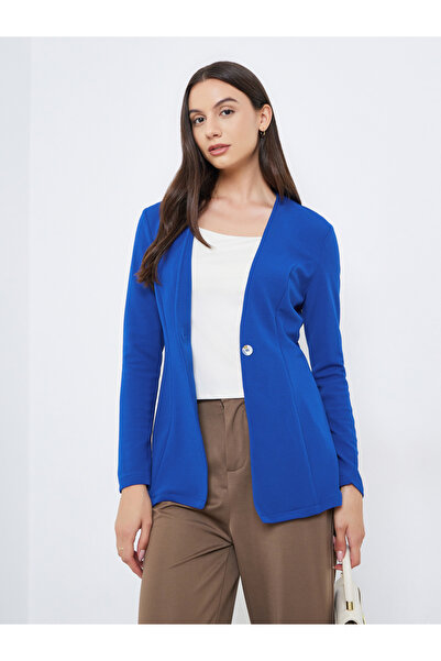 Take Two By Styli Blue Textured Fitted Blazer