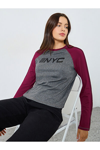 Styli Slogan Print Raglan Long Sleeve T-Shirt