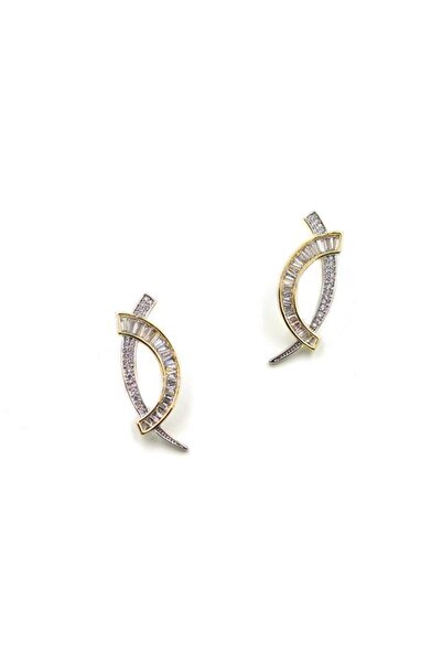 toyigoo Curved stone earrings - gold