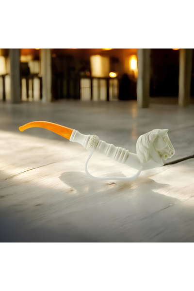 Altınışık Lületaşı El Yapımı Lületaşı At Başlı Pipo – 23 cm Uzunluk, Akrilik ...