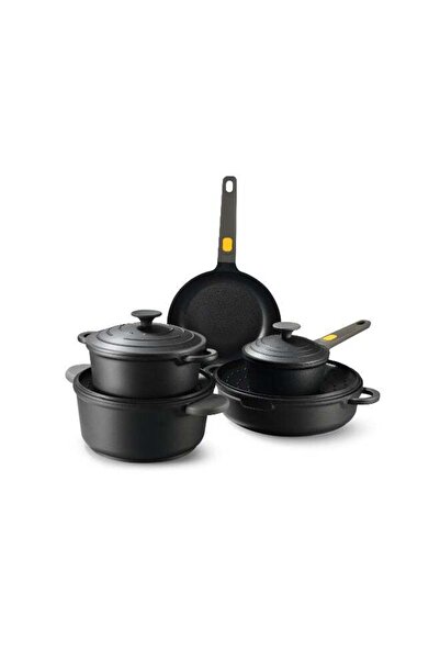 Generic Cast iron cookware set, 5 pieces - non-stick blue