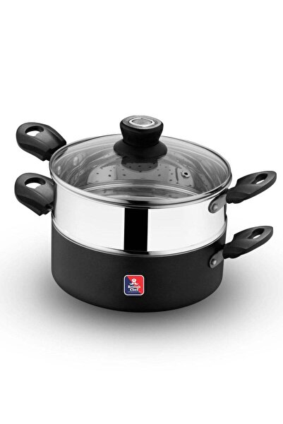 British Chef قدر طهي 2 في 1 بغطاء زجاجي، 20 سم، متعدد الأغراض، مناسب للطهي با...