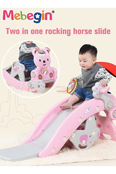 MEBEGIN زحليقة قابلة للطي 2 في 1 مع حلقة كرة سلة ومنحدر طويل للغاية، زحليقة أ...